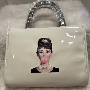 Hand Designed Handbag with Iconic Audrey Hepburn Graphic Decals/NWOT